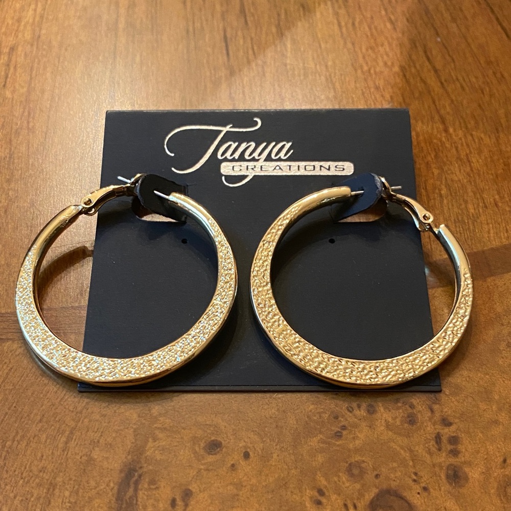 SOLD - Textured Gold Hoop Earrings